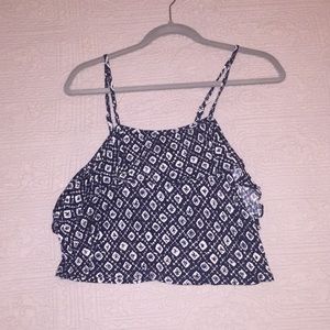 Navy patterned half tank with adjustable straps